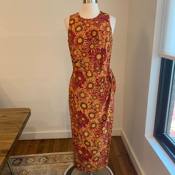Spenser Jeremy Dresses & Skirts - Spenser Jeremy Vintage Silk Sunflower Maxi Dress, Sz 8